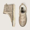 Γυναικεία Sneakers LAB από σουέτ σε χρώμα καπνού με κρύσταλλα και αστέρι από σουέτ σε χρώμα καπνού