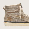 Γυναικεία Sneakers LAB από σουέτ σε χρώμα καπνού με κρύσταλλα και αστέρι από σουέτ σε χρώμα καπνού