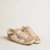 Γυναικεία Sneakers Super-Star από ροζ σουέτ με ασημί μεταλλικό δερμάτινο αστέρι