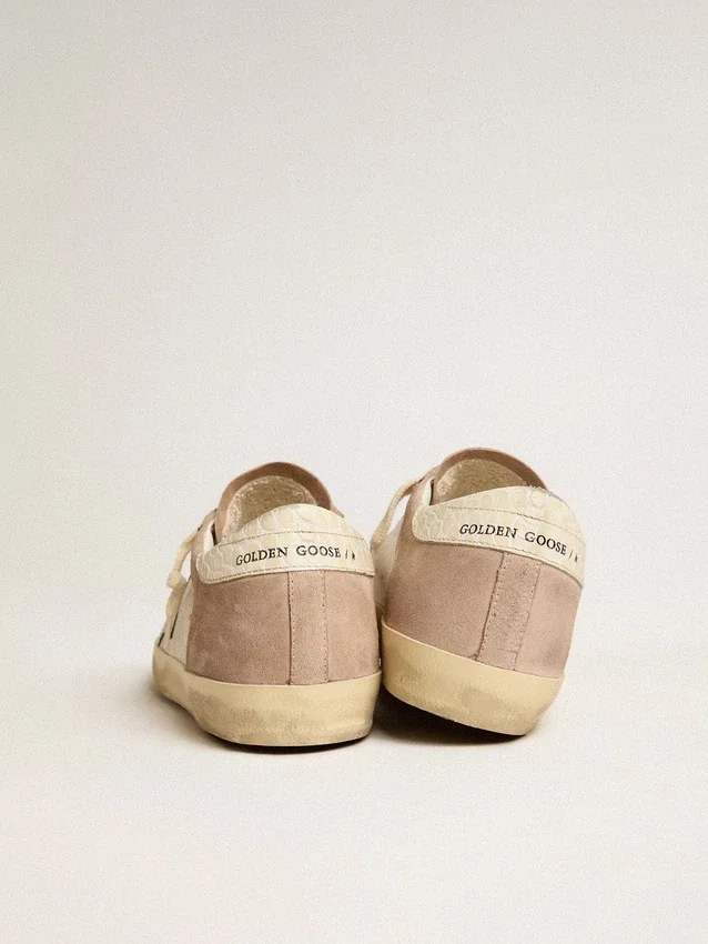 Γυναικεία Sneakers Super-Star από ροζ σουέτ με ασημί μεταλλικό δερμάτινο αστέρι