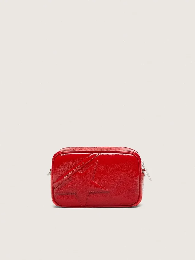 Γυναικεία Star Bag από κόκκινο βαμμένο δέρμα με αστέρι σε τόνους του ίδιου χρώματος