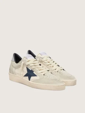 Γυναικείο Ball Star LTD από γκρι σουέτ με μπλε αστέρι και κρεμ χρώματος πλεκτά ένθετα