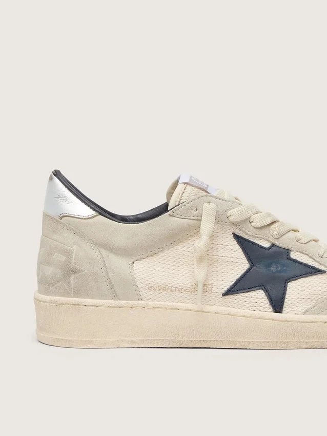 Γυναικείο Ball Star LTD από γκρι σουέτ με μπλε αστέρι και κρεμ χρώματος πλεκτά ένθετα