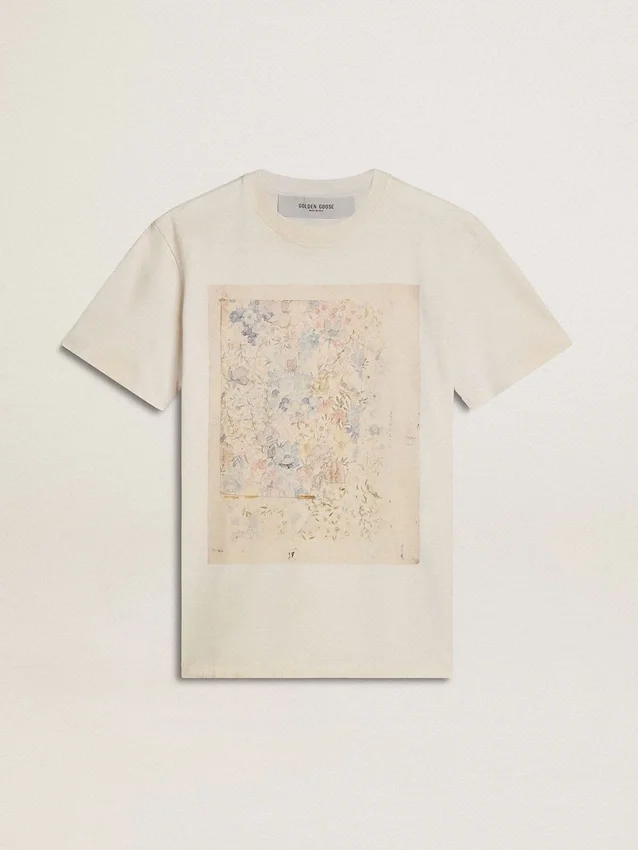 Γυναικείο λευκό πουκάμισο με floral print