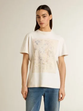 Γυναικείο λευκό πουκάμισο με floral print