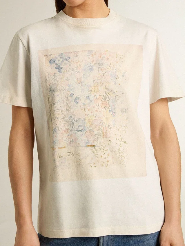 Γυναικείο λευκό πουκάμισο με floral print