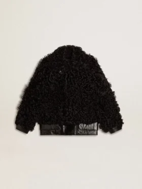Γυναικείο μαύρο μπουφάν από shearling