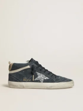 Γυναικείο Mid Star από σουέτ σε χρώμα πετρόλ με ασημένιο αστέρι με γκλίτερ και βαμβακερή λεπτομέρεια