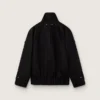 Γυναικείο μπουφάν oversized από μαύρο βαμβακερό twill με κεντημένο μοτίβο λουλουδιών από πούλιες