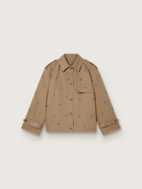 Γυναικείο παλτό τύπου trench σε oversized γραμμή με κρύσταλλα