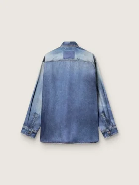 Γυναικείο πουκάμισο oversized με εφέ παλαιωμένου τζιν