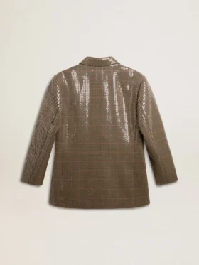 Γυναικείο σακάκι με μοτίβο houndstooth και κεντήματα από πούλιες σε όλη την επιφάνεια