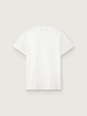 Γυναικείο T-shirt λευκού χρώματος με φθαρμένη εμφάνιση και στενή εφαρμογή