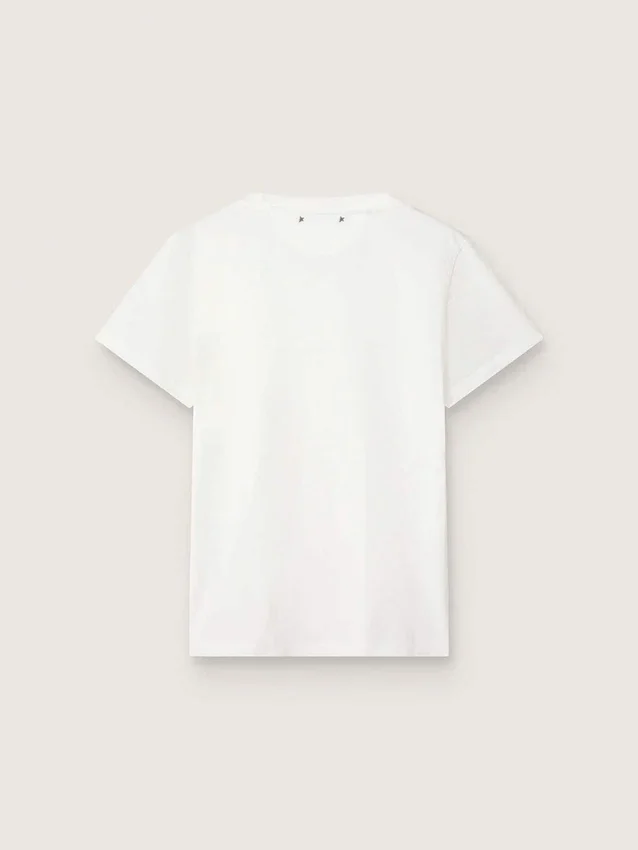 Γυναικείο T-shirt λευκού χρώματος με φθαρμένη εμφάνιση και στενή εφαρμογή