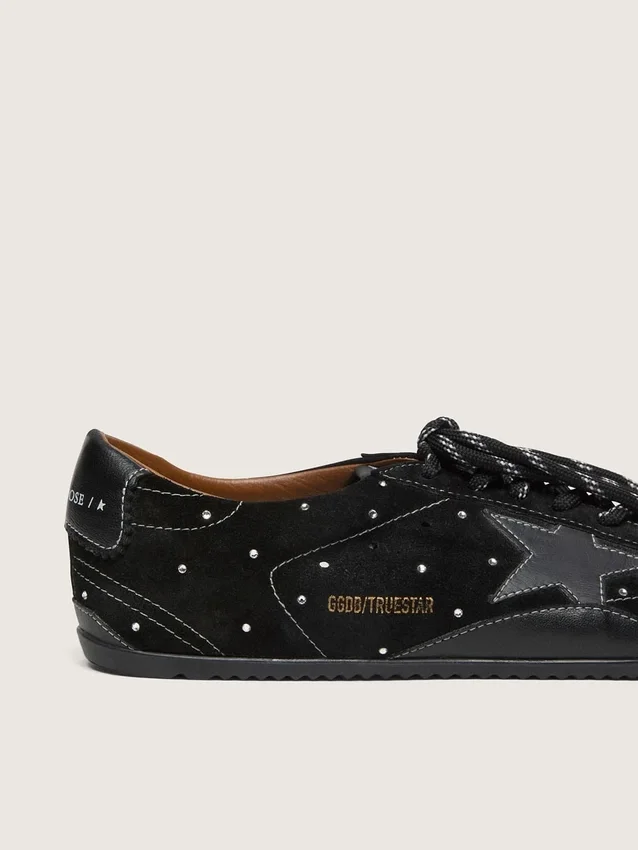 Γυναικείο True-Star από μαύρο σουέτ με κρύσταλλα Swarovski και μαύρο δερμάτινο αστέρι