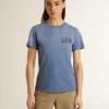 Γυναικείο ξεθωριασμένο ανοιχτό μπλε T-shirt με τύπωμα στο στήθος