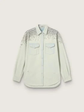 Γυναικείο ξεβαμμένο πουκάμισο τύπου «boyfriend» με κρύσταλλα καμποσόν