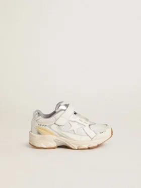 Junior Lightstar από λευκό δέρμα και πλέγμα με λευκό δερμάτινο αστέρι