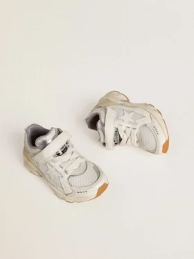 Junior Lightstar από λευκό δέρμα και πλέγμα με λευκό δερμάτινο αστέρι