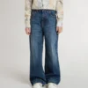Κορίτσια τζιν με bootcut γραμμή, μέτριο πλύσιμο και κεντήματα