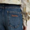 Κορίτσια τζιν με bootcut γραμμή, μέτριο πλύσιμο και κεντήματα