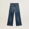 Κορίτσια τζιν με bootcut γραμμή, μέτριο πλύσιμο και κεντήματα