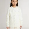 Λευκό μάλλινο πουλόβερ για κορίτσια με πέρλες