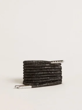 Μαύρα κορδόνια με ασημί στρας Swarovski