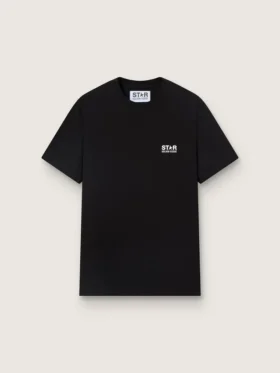 Μαύρο ανδρικό T-shirt με λευκό λογότυπο και αστέρι σε αντίθεση