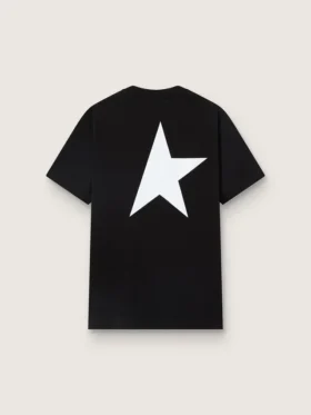 Μαύρο ανδρικό T-shirt με λευκό λογότυπο και αστέρι σε αντίθεση
