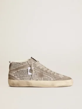 Mid Star από ασημί σουέτ με κρύσταλλα Swarovski και αστέρι από σουέτ