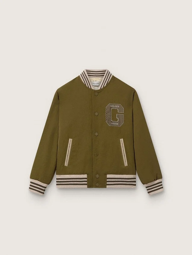 Μπουφάν bomber Journey unisex από νάιλον twill σε στρατιωτικό πράσινο με κεντημένο έμβλημα