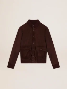 Μπουφάν τύπου flight jacket της Golden Collection από σκούρο καφέ σουέτ