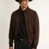 Μπουφάν τύπου flight jacket της Golden Collection από σκούρο καφέ σουέτ