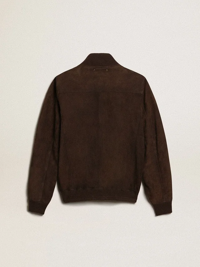 Μπουφάν τύπου flight jacket της Golden Collection από σκούρο καφέ σουέτ