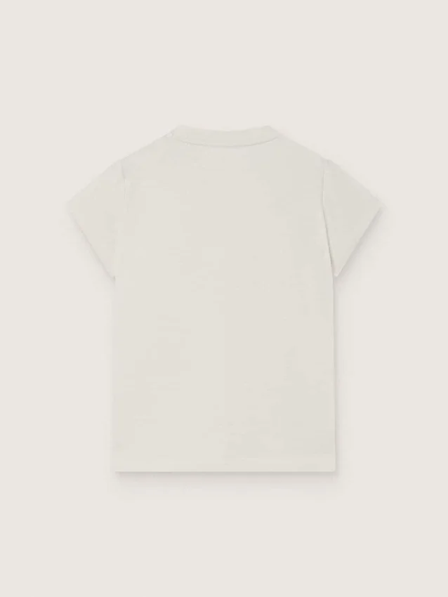 Παιδικό T-shirt «Journey» για κορίτσια από λευκό βαμβακερό τζέρσεϊ με ασημένια καρφιά