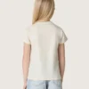 Παιδικό T-shirt «Journey» για κορίτσια από λευκό βαμβακερό τζέρσεϊ με ασημένια καρφιά