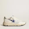 Running Sole από λευκό δέρμα και πλέγμα με μπλε αστέρι από πλαστικοποιημένο δέρμα