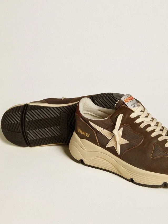 Running Sole από νάιλον και δέρμα με αστέρι από TPU και λουράκι φτέρνας από νουμπούκ