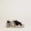 Sneakers Super-Star από ασημί δέρμα με σουέτ ενθέματα