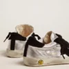 Sneakers Super-Star από ασημί δέρμα με σουέτ ενθέματα