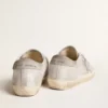 Sneakers Super-Star από δέρμα με γκρι-λευκό εφέ γκλίτερ και δερμάτινο αστέρι