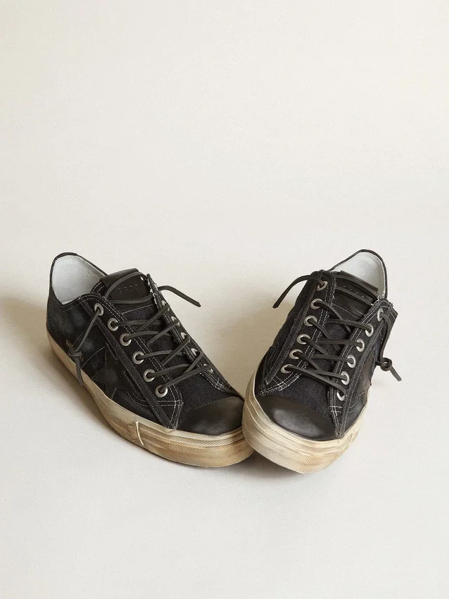 Sneakers V-Star από τζιν σε χρώμα μεσάνυχτου μπλε με μαύρο δερμάτινο αστέρι και μύτη