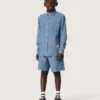 Σορτς Journey unisex από ανοιχτό μπλε βαμβακερό chambray με κεντημένο λογότυπο