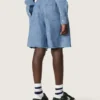 Σορτς Journey unisex από ανοιχτό μπλε βαμβακερό chambray με κεντημένο λογότυπο