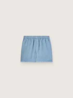 Σορτς unisex από ανοιχτό μπλε βαμβακερό twill
