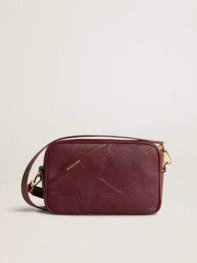 Star Bag από δέρμα σε χρώμα κόκκινου κρασιού με αστέρι σε τόνο-πάνω-τόνο