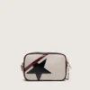 Star Bag από δέρμα σε χρώμα βουτύρου-λευκό με μαύρο αστέρι και λεπτομέρειες σε μπορντό και σκούρο μπλε