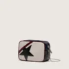 Star Bag από δέρμα σε χρώμα βουτύρου-λευκό με μαύρο αστέρι και λεπτομέρειες σε μπορντό και σκούρο μπλε