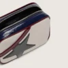 Star Bag από δέρμα σε χρώμα βουτύρου-λευκό με μαύρο αστέρι και λεπτομέρειες σε μπορντό και σκούρο μπλε